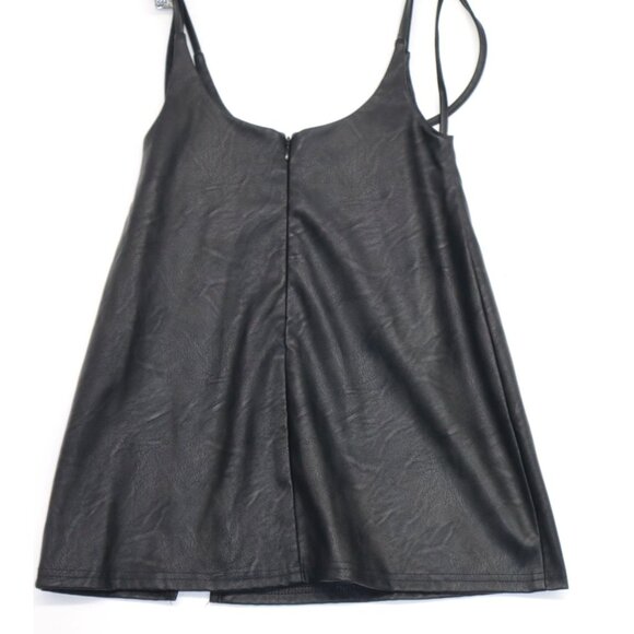 Y2K Tiger Mist XS Black Faux Leather Top Back Zipper Whimsygoth Grunge - Picture 2 of 8